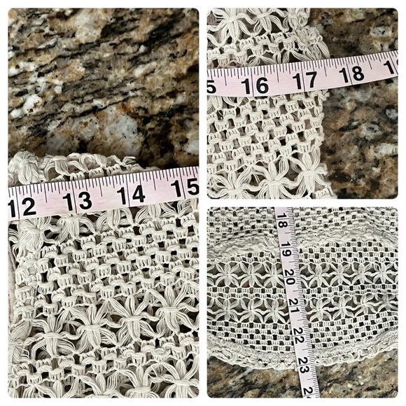 Full Tilt Tan Crochet Sheer Crop Top Boho Peasent Beachy Peasant S Open Back - Picture 5 of 9